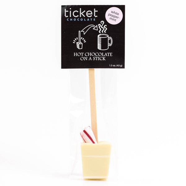 Hot Chocolate on a Stick, Hot Cocoa Gift- Single: Peppermint (white)
