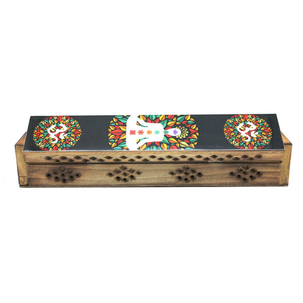DESIGNS BY DEEKAY INC - 7 Chakras and OM Wooden Coffin Box