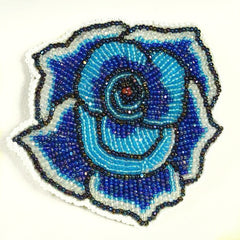 Native American Beaded Rose Pin Blue