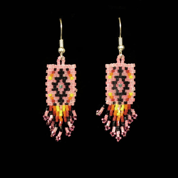 Pink Beaded Rug Earrings